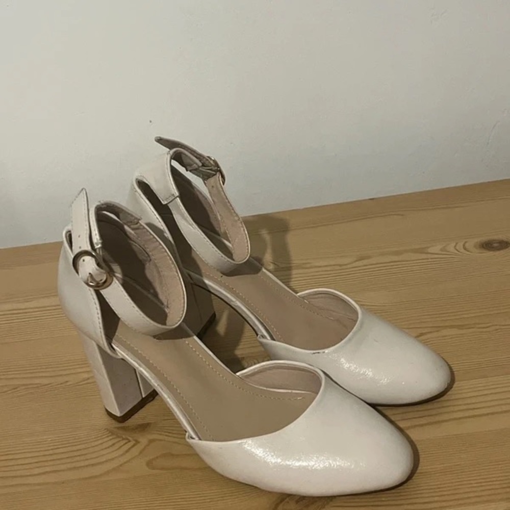 Elegant Cream Ankle Strap Heels